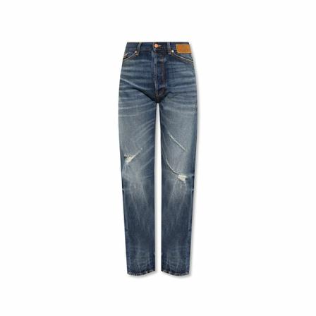 Palm Angels, Back Pocket Logo Jeans Blauw, Heren, Maat:W33