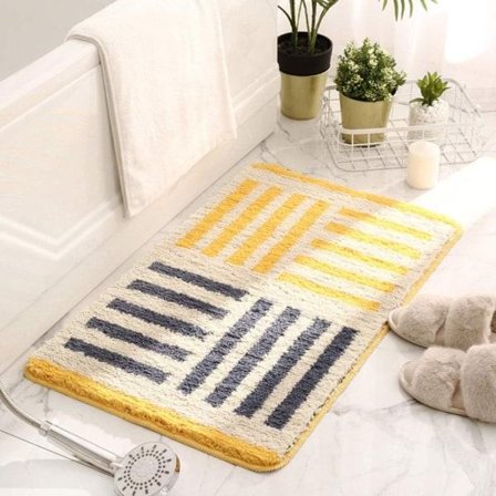 Badrumsmatta Randig Shaggy Supermjuk Tjock Vattenabsorberande Plysch Dörrmatta (Randig, 20"x31")