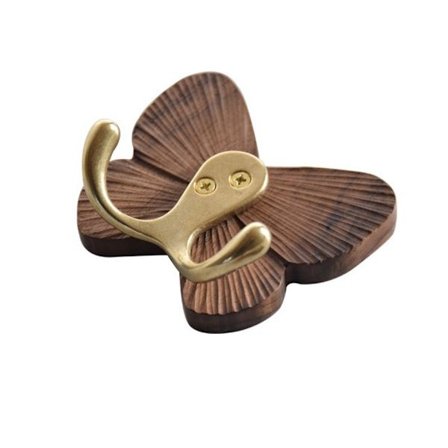 Butterfly Solid Wood Krok Svart Valnöt Spårlös självhäftande krok