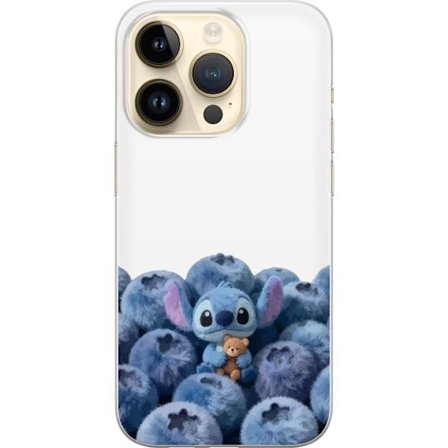 Kompatibelt Mobildeksel til Apple Apple iPhone 15 Pro Søt blå karakter blant blåbær med bamse i mykt og lekent illustrasjon