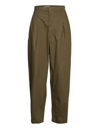 Poplin Wide Ov Pants Vida Byxor Grön Cathrine Hammel