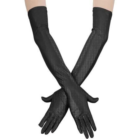 Dam långa satinfingerhandskar opera bröllopsdanshandskar fest stretchiga handskar