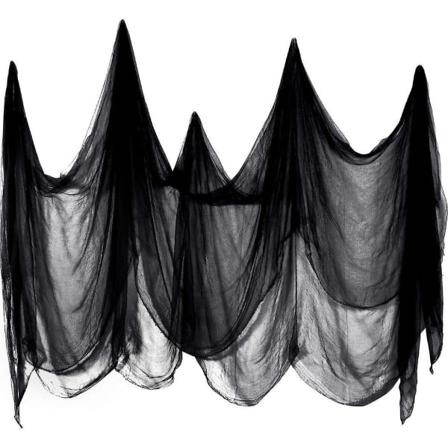 Halloween Gazestof - Sort Spundet Garn Farvet Polyester Bomuld Dekoration Klud Scene Arrangement Rekvisitter