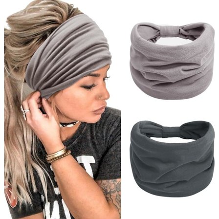 Hårbånd til kvinder bredt pandebånd voksne kvinder boho hårbånd damer sport pandebånd yoga hovedbeklædning (grå)