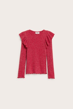 Kappahl | Glittrig ribbad topp | Röd