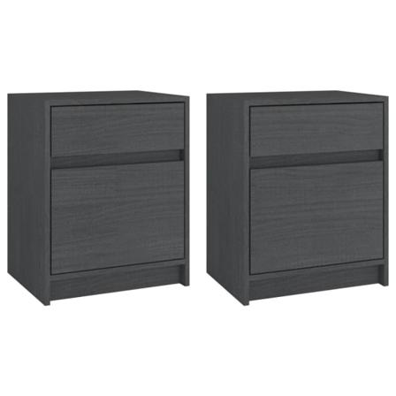 Vidaxl Sängbord 2 St Grå 40x31x50 Cm Massivt Furu Grå