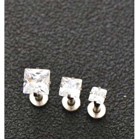 3 st Labret med sten, Kirurgiskt Stål,Fyrkant.