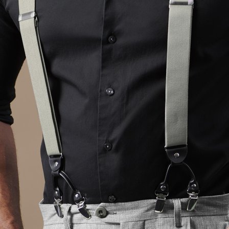 Brede Lichtgrijze Bretels voor mannen - Bretels met clips