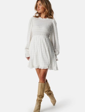 Bubbleroom Frill Structured Dress - White - S