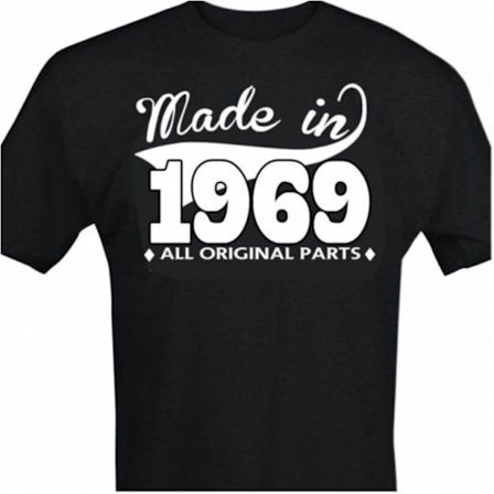 Svart T-shirt med design - Made in 1969 - All original parts
