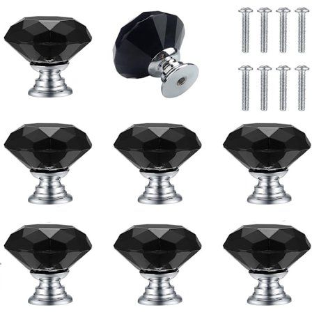 ING 8 runde skabsknopper - 30 mm diameter - skabsknopper - møbelknopper - (sort)