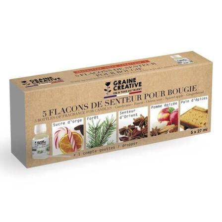 5 joulutuoksua 27 ml kynttilöitä varten