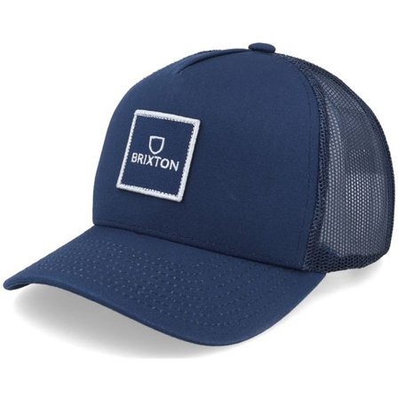 Brixton - Blå trucker Keps - Alpha Block X C Medium Profile Mesh Navy/Navy Trucker @ Hatstore
