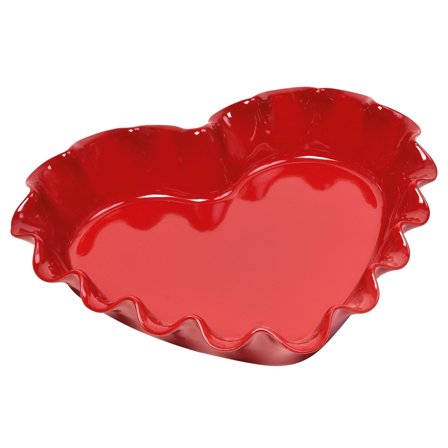 Emile henry Hjerte paiform 1,5 liter, rød