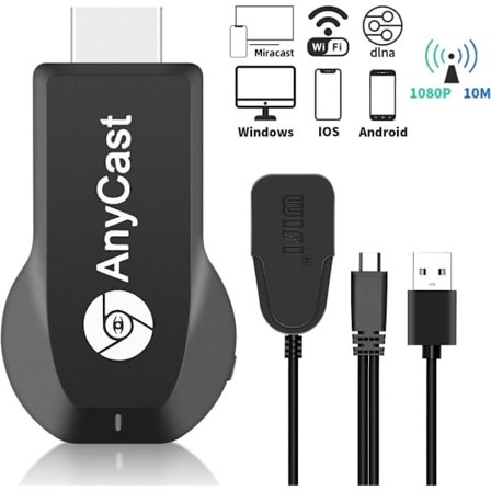 Wireless HDMI-adapter 1080P för iOS/Android/Windows, mediastreamer trådlös HDMI-dongel, svart, för hemmabio, TV och projektor