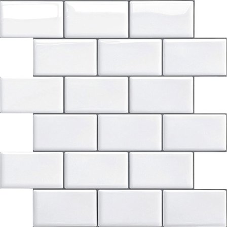 Självhäftande kakel för kök och badrum, imiterat kakel, vitt, 4 ark (svart)