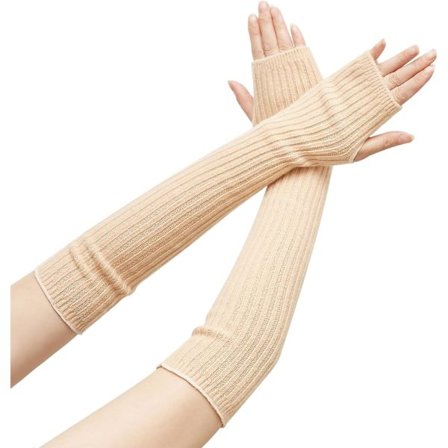 100 % Merinoull Armvarmere Lange Fingerløse Hansker Strikkede Ermer Med Tommelhull Til Kvinner