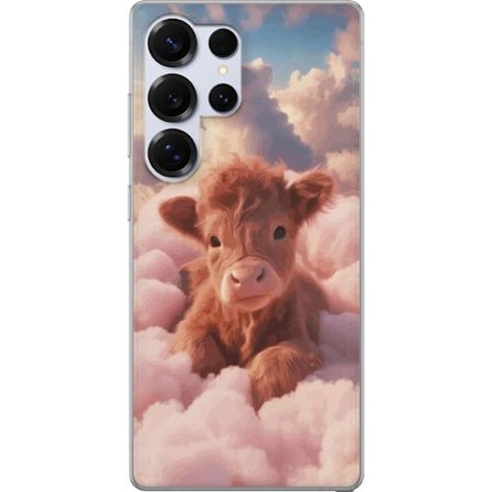 Yhteensopiva Puhelinkuori Samsung Galaxy S25 Ultra Vasikka pilvissä makea unelmamaiseen tyyliin suunniteltu vaaleanpunaisin pastellivärein pehmeä tunn
