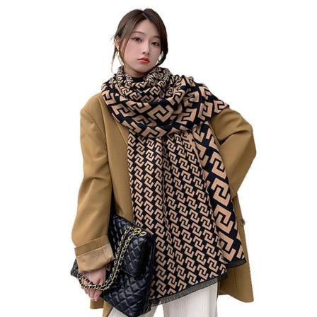 Elegant varm scarf vintersjal wrap med tofs för dam