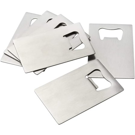 Rustfrit kreditkortstørrelse åbner, 6 pakker flaskeåbner