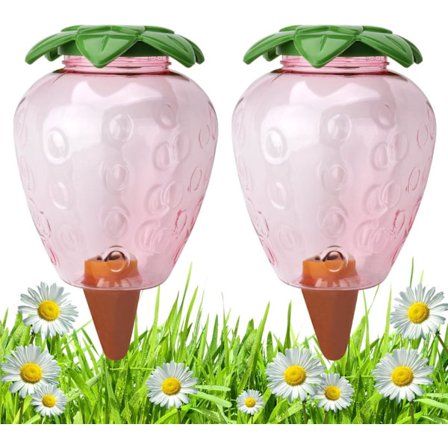 (Jordgubbe) 2-pack stora bevattningskulor, 500 ml, bevattningssystem för krukväxter, vattentank, vattendispenser, trädgårdsdekoration