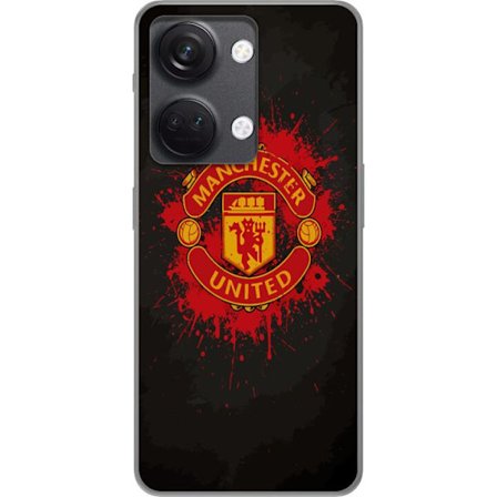 Kompatibelt Mobildeksel til OnePlus OnePlus Nord 3 Manchester United logo i rød og gul farge med røff sportslig bakgrunn