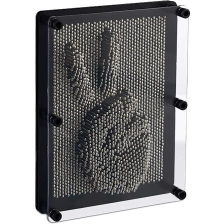 Relaxdays, 60% plastik, pinart, sømbillede til 3D-print, H x B 20 x 15 cm, pinpressions, retro spil sømbræt, u, sølv-sort, standard