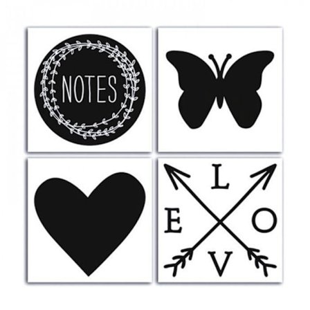 4 klistermærker tavle Skønne Blomster 10 cm x 10 cm