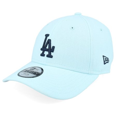 New Era - MLB Ble adjustable Czapka Z Daszkiem - Kids Los Angeles Dodgers Linen 9FORTY Pale Blue/Navy Adjustable @ Hatstore
