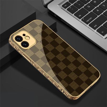Iphone 12 Pro Lyxigt Glas-skal Guld Barock Schack Brun Brun One Size
