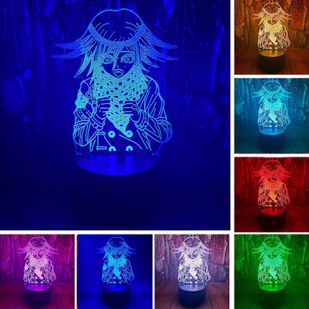 Anime Figur Kokichi Ouma 3D LED Optisk Illusion Dekoration Bordlampe 16 Farver Fjernbetjening Akryl Visuel Natlys Påske X