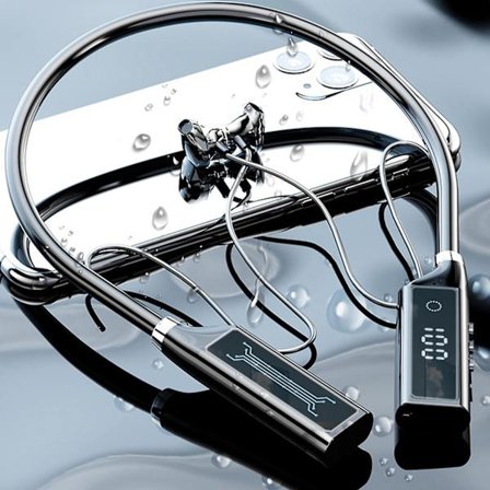 Sports Bluetooth-hörlurar Smart brusreducerande In-ear trådlösa magnetiska nackhörlurar har lång batteritid FAN0493(Svart)