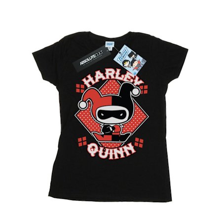 DC Comics Dam/Kvinnor Chibi Harley Quinn Badge Bomull T-shirt