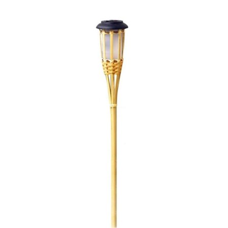 Aurinkokenno liekkivalot bambu tyyli - 12 LED välkkyvät soihdut puutarhaan, langattomat ja vedenpitävät