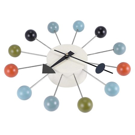Enkel fargerik kule moderne klokkekunst Simulering Sport Dekorativ Godteri veggklokke Blandet farge Metall + Massivt trekule