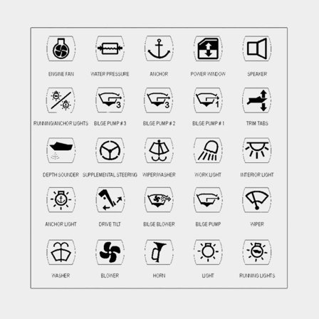 Hoja de símbolos con 25 símbolos