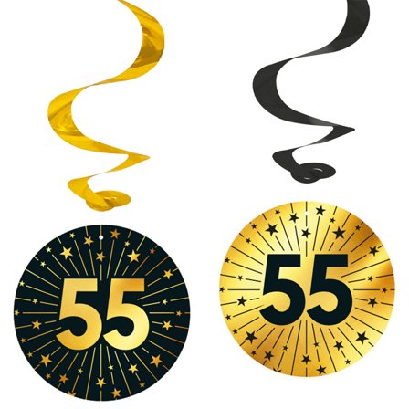 Hängande Swirls 55 år Guld/Svart 4-pack