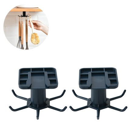 2 st Under Cabinet Köksredskapskrokar, 360° Rotera Borrfri Hängande Hyllor