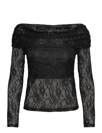 Slfmista Ls Off Shoulder Lace Top Black Selected
