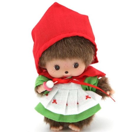 CQBB Monchhichi Monkiki Rødluvan Plys bamse 15cm