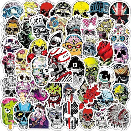 Kraniestikere Pakke 50stk Punk-klistermærker Bombe til bærbar computer Vandflaske Crazy Vinyl Horror Skelet-klistermærker til teenagere Voksne Til 