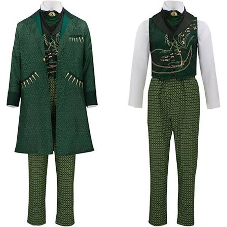 Wizard-kostyme for menn Wick Witch Cosplay Gotisk Middelalder Oz Jakke Grønn Frakk Halloween Warlock Uniform