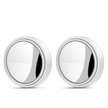 Vitt par vidvinkel backspegel, 2-pack HD bilbackspeglar 360 runda automatiska backspeglar, vidvinkel justerbar blind spot spegel för A