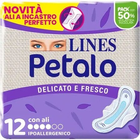 Lines Petalo Delicato e Fresco 12 Assorbenti Con Ali
