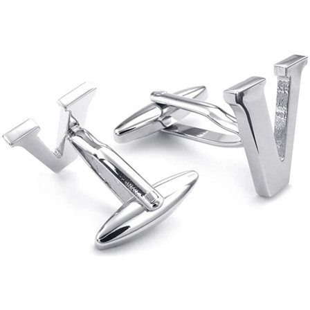 AVEKI Initial Alphabet Manchetter til Mænd Bryllupsgave, V Sølv