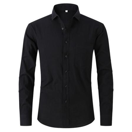 Män Lapel Neck Single Breasted Skjortor Med Pocket Plain Toppar
