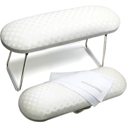 Neglepudesupport til neglemikrofiber manicure Neglepudesupport med skridsikker, professionel håndpudek pude Bordstation til negletekniker (hvid)