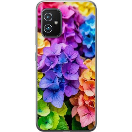 Kompatibel Mobilcover til Asus Asus Zenfone 8 Hydrangea blomster hortensia blomster farverige regnbue blomstermønster lyserød blå lilla gul orange