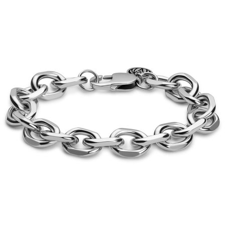 Essentials | 12 mm Silver-Tone Cable Chain Bracelet for Men - Steel bracelets