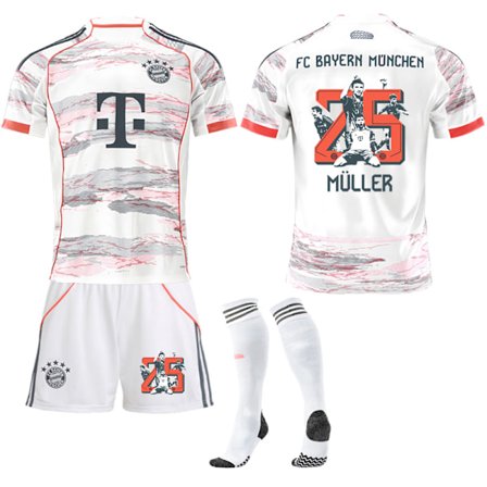 2025-2026 Bayern München Bortaställ Barn Vuxen Fotbollströja med Strumpor